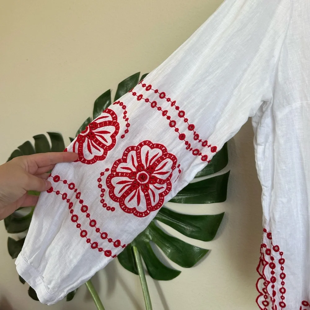 J. Crew Bungalow Embroidered Linen Top - Picture 7 of 13